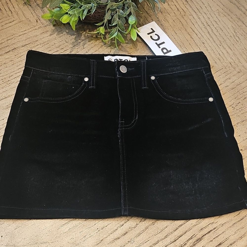 PTCL ETHIKAL BRAND Black Suede Skirt Size S NWT
